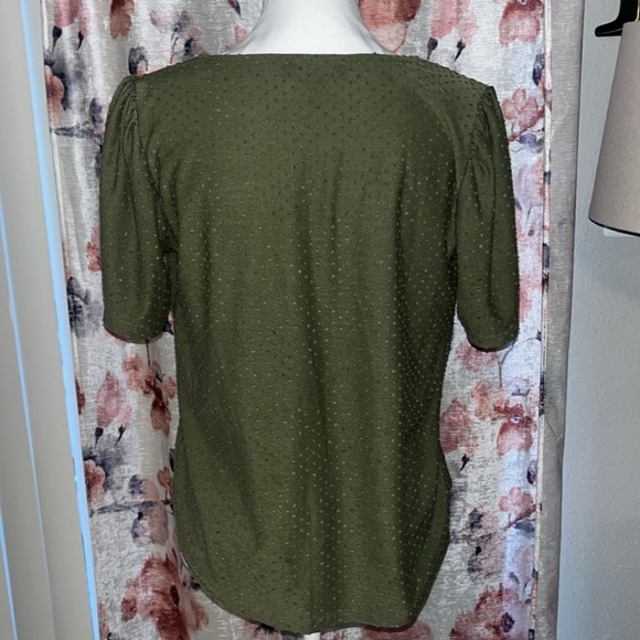 Trixxi Forest Green Cut Short Sleeve Blouse - Picture 3 of 7